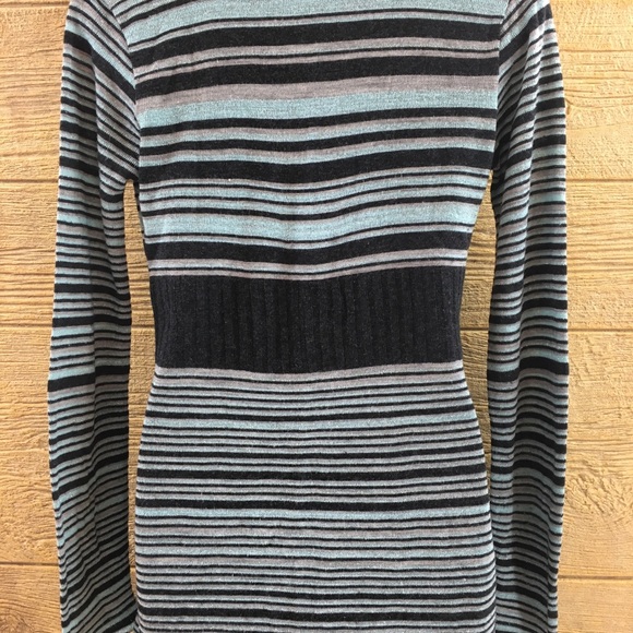 Lola Womens Shirt Medium Striped Mint Blue Black - Picture 6 of 8